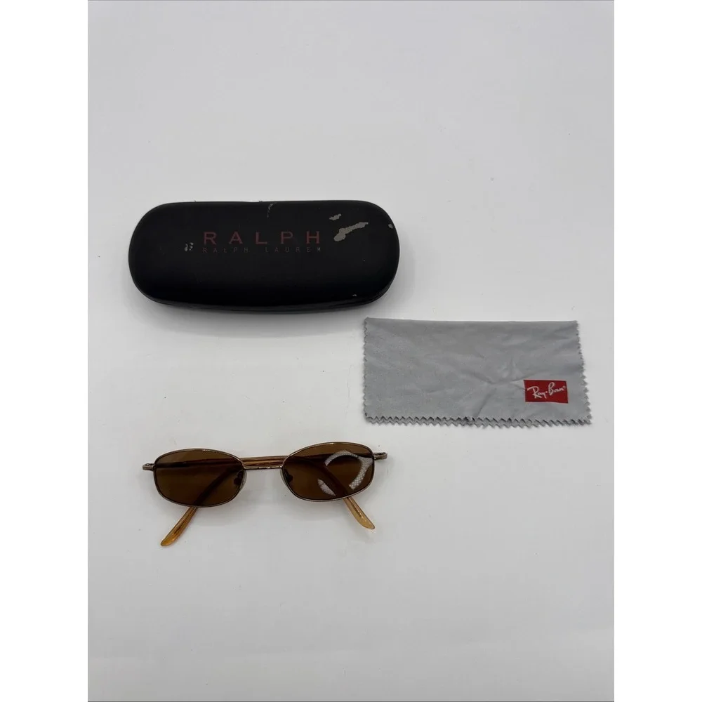 Ralph Lauren Bronze Gold Metal Rectangular Eyeglasses Frames w/ Case Italy